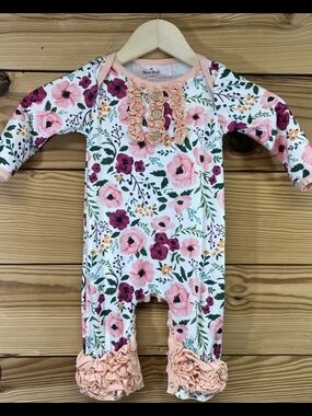 Ruffle-Trim Floral Baby One-Piece Bodysuit - Boutique